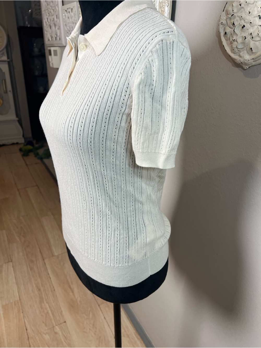 Ralph Lauren Cream Short-Sleeve Knit Polo Top - Picture 7 of 16